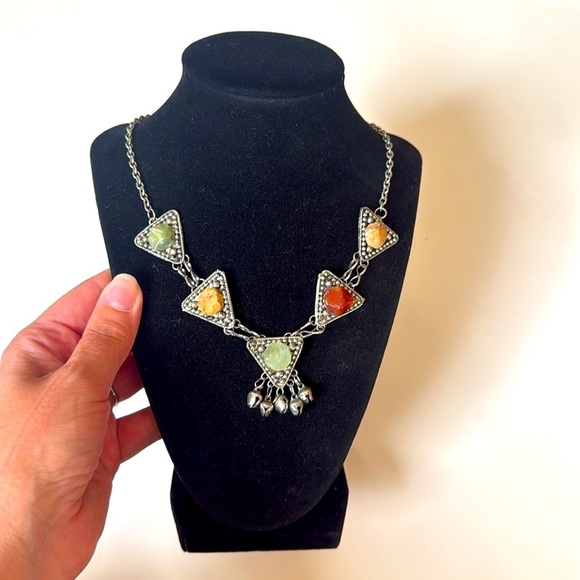 Vintage Elegant Multi-Stone Silver tone Bohemian Necklace - Picture 2 of 4